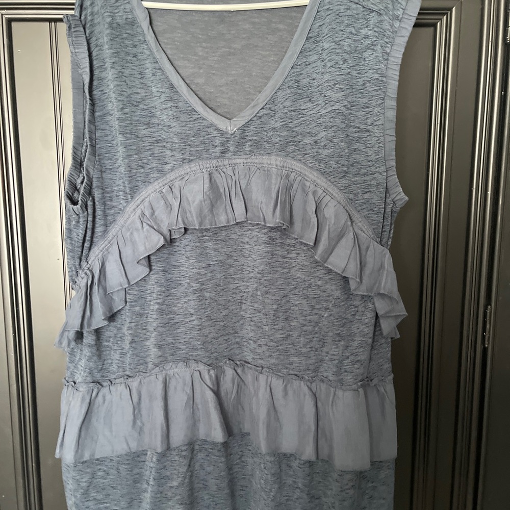 Free People Gray Sleeveless Ruffle Top